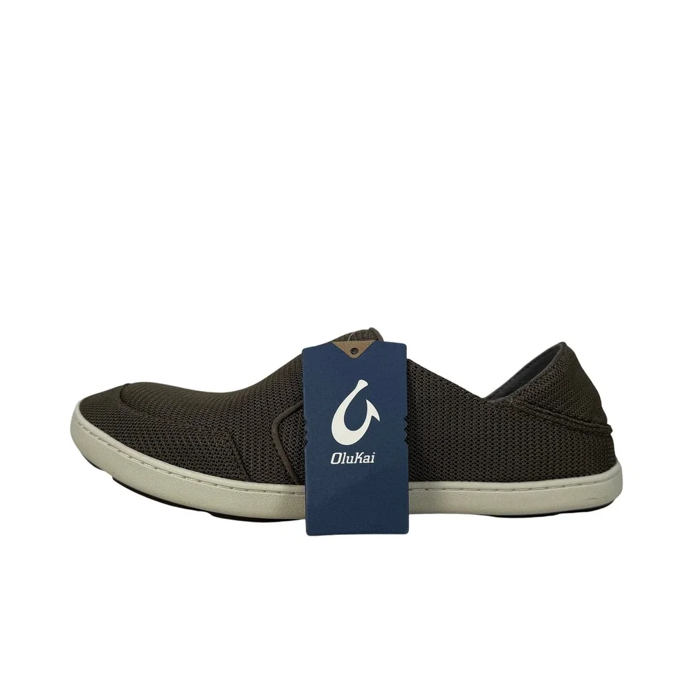OluKai Nohea Mesh Slip On Shoes Mens 12 Mustang Lime Peel Comfort Casual Brown